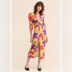 Laagam Lea Midi Dress Colorful Maximalist Green Purple Red Sz L Party Date Night